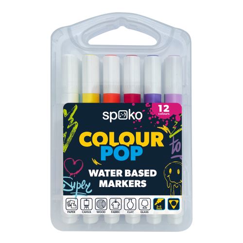 Spoko sada popisovačů - COLOUR POP, 2 - 5 mm, 12 ks, mix barev