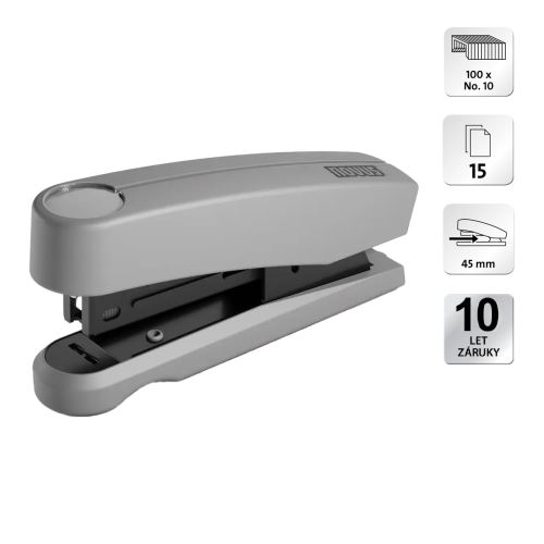 Sešívačka Novus B 10 Professional Color ID 2.0, 15 listů, šedá