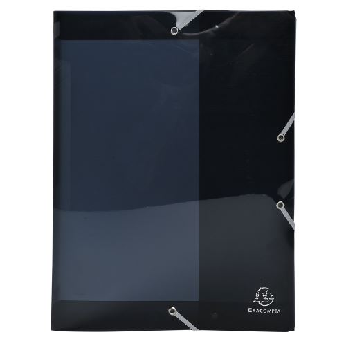 Box na spisy s gumičkou Iderama, A4 maxi, hřbet 25 mm, PP, transp. černý Exacompta