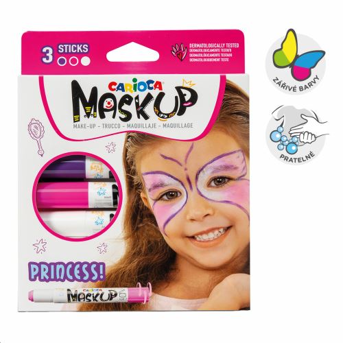 Carioca obličejové barvy v tyčince Princess, 3 ks