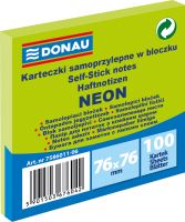DONAU samolepicí bloček, 76 x 76 mm, 100 listů, neonově zelený (1)