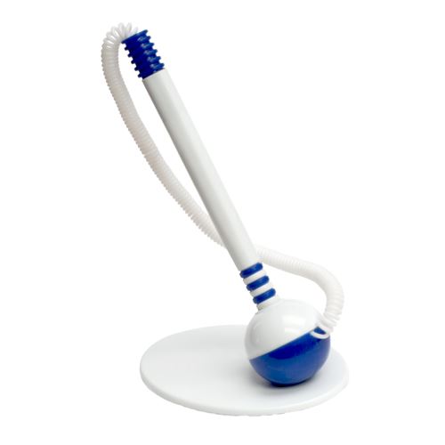 Office Products kuličkové pero se stojánkem a pružinou, modrá náplň, vertikální, bílomodré