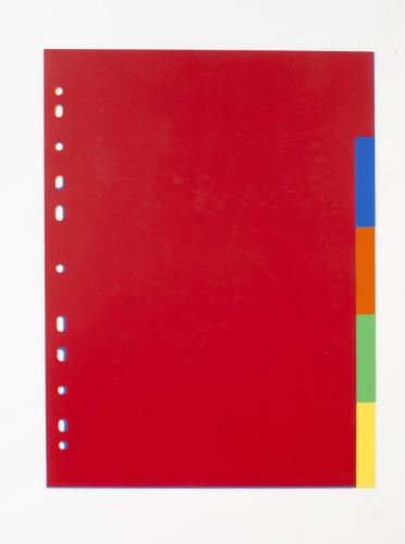 Rejstřík -rozdružovač A4, 1x5 barev PP 120my