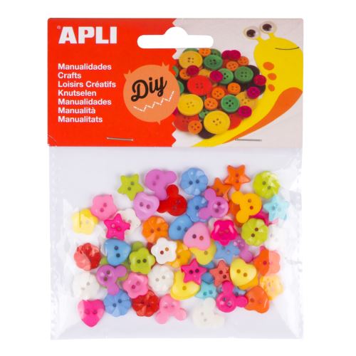 APLI knoflíky barevné, O 12 mm, plastové, mix barev
