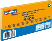 DONAU samolepicí bloček, 127 x 76 mm, 100 listů, neonově oranžový