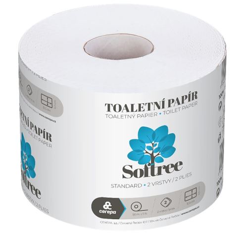Toaletní papír 2-vrstvý bílý návin 56m 36 ks v balení SOFTREE